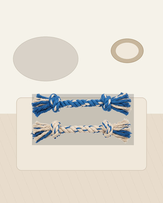 Mlkhd Cotton Rope Dog Toy 2-Pack Blue and Natural