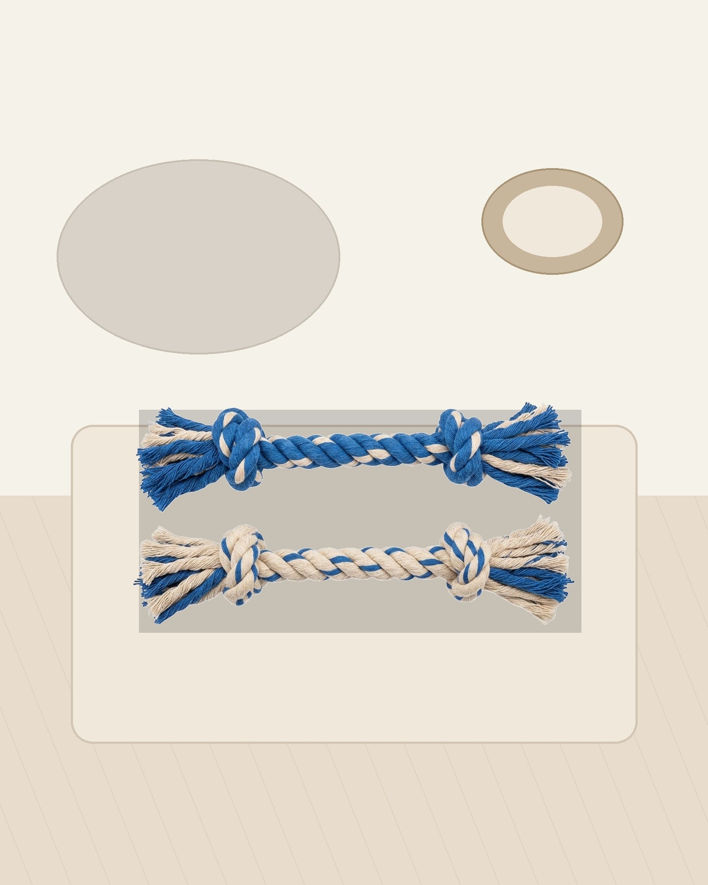 Mlkhd Cotton Rope Dog Toy 2-Pack Blue and Natural