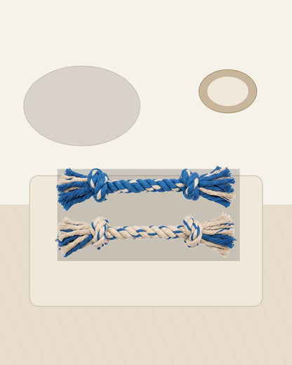 Mlkhd Cotton Rope Dog Toy 2-Pack Blue and Natural