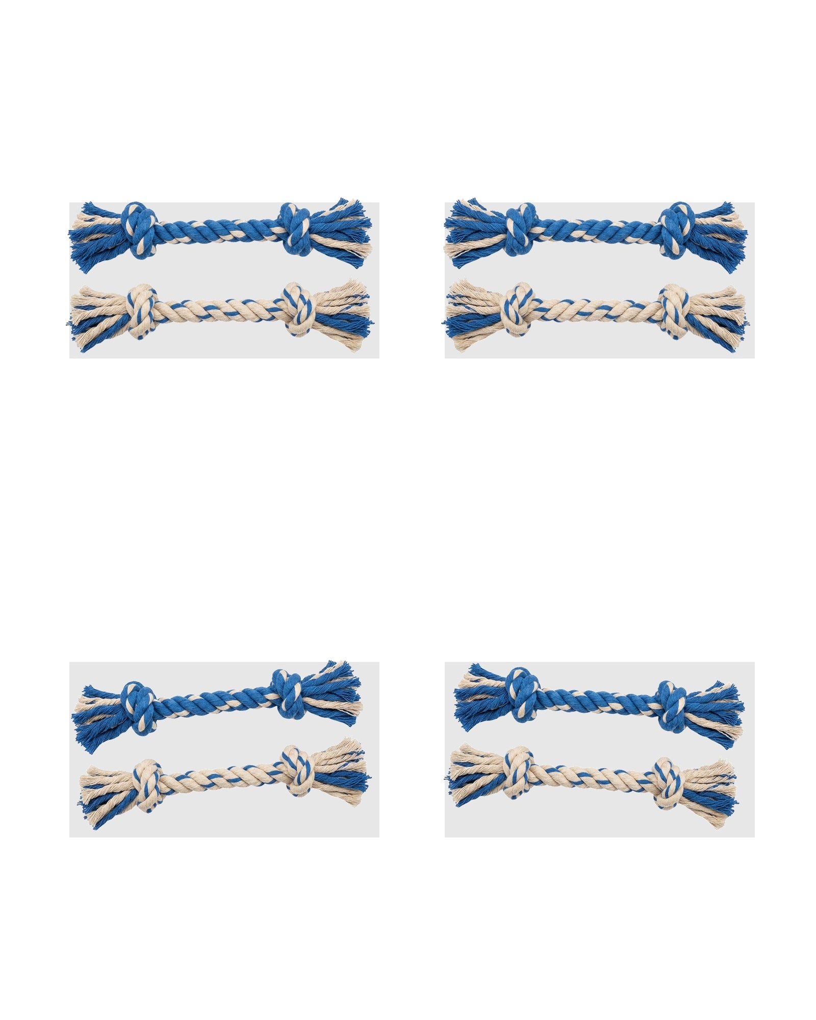 Mlkhd Cotton Rope Dog Toy 2-Pack Blue and Natural