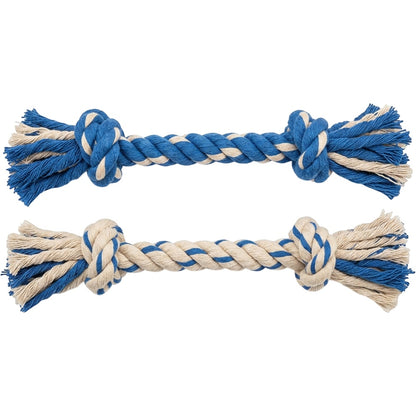 Mlkhd Cotton Rope Dog Toy 2-Pack Blue and Natural