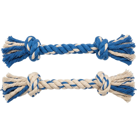 Mlkhd Cotton Rope Dog Toy 2-Pack Blue and Natural
