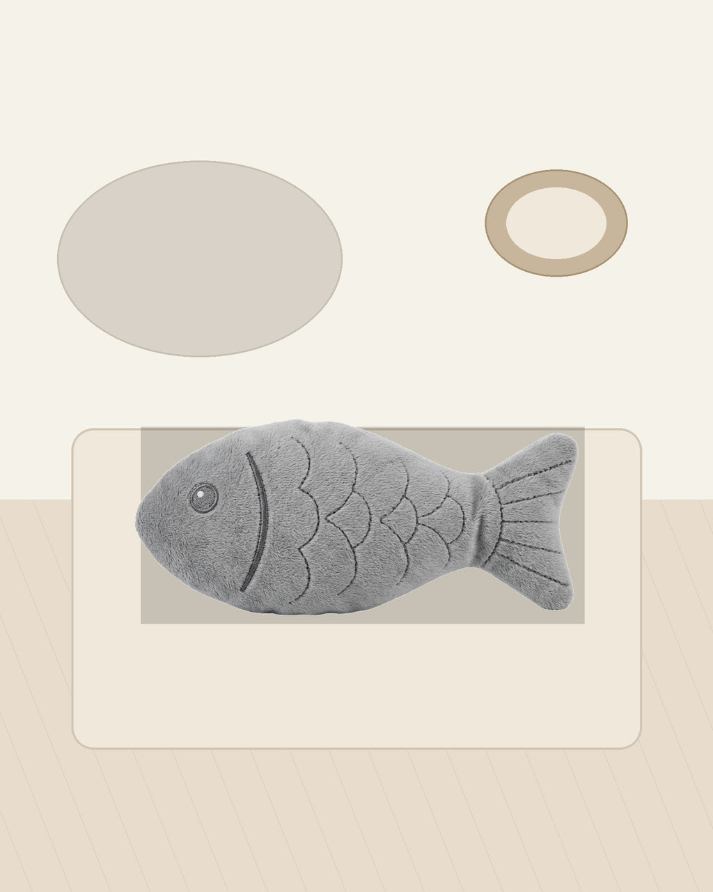 Mlkhd Crinkle Plush Cat Toy Fish Gray 18 cm