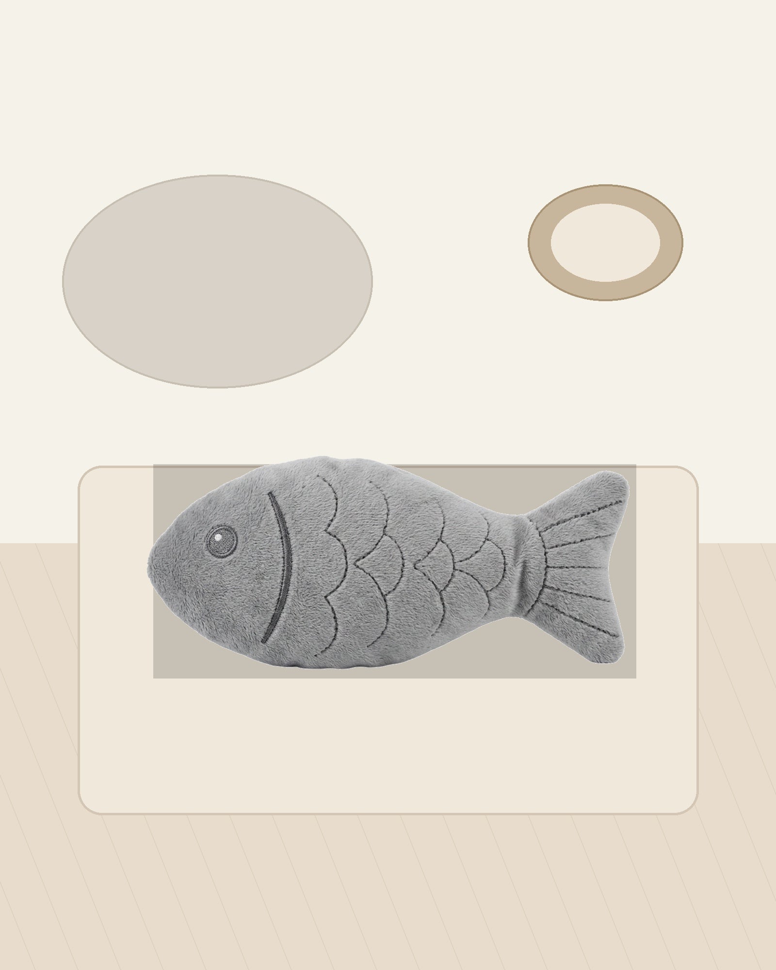 Mlkhd Crinkle Plush Cat Toy Fish Gray 18 cm