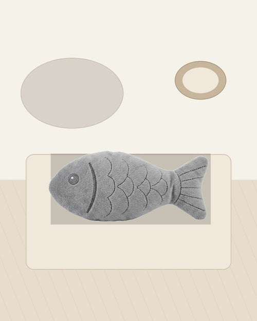 Mlkhd Crinkle Plush Cat Toy Fish Gray 18 cm