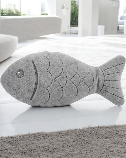 Mlkhd Crinkle Plush Cat Toy Fish Gray 18 cm